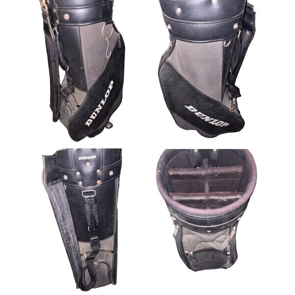 Dunlop Golf Cart Bag Black Grey Multi-Way Divider Pockets Shoulder Strap Carry